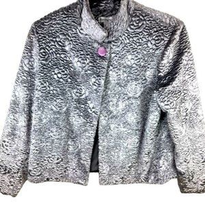 Draper's & Damon's Silver Gray Floral Textured Swing Coat Jacket Size Medium